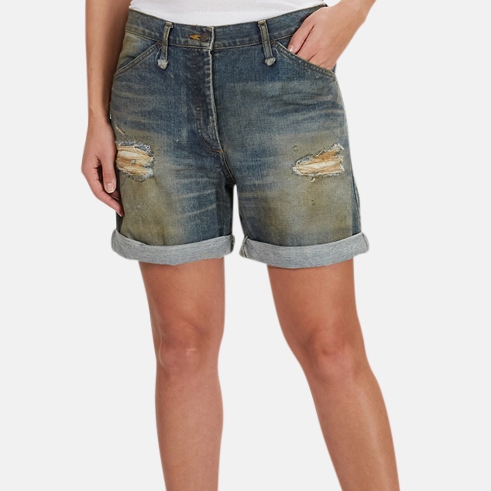 ISO Alexander Wang cuffed distressed denim shorts